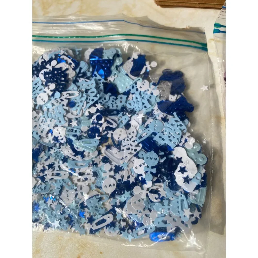 Baby Boy and Girl Shower Confetti: Blue and Pink Glitter, Cutouts Baby Shower